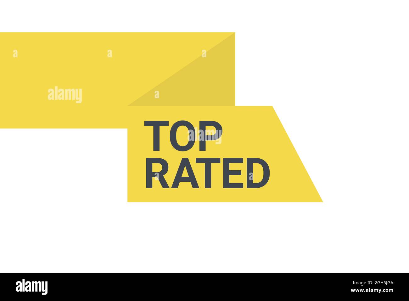 Modern, vibrant, urban graphic design of a banner saying 'Top Rated' in yellow and grey colors. Simple, bold graphic vector art. Stock Photo