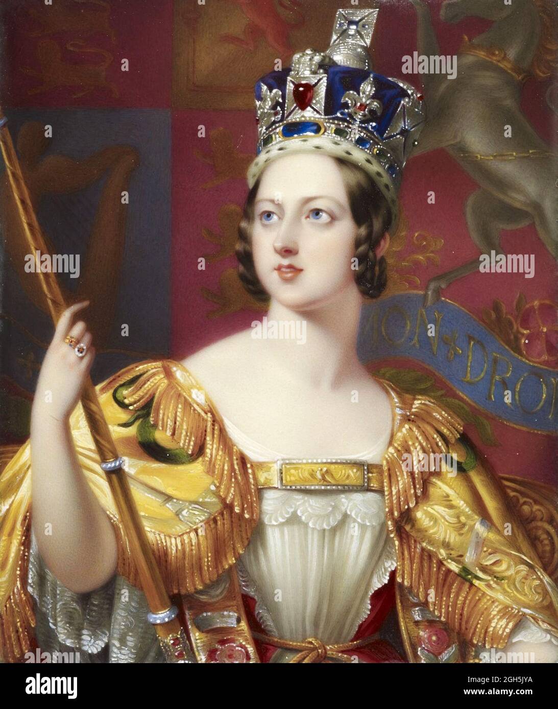 A portrait by George Hayter of Queen Victoria who was Queen of England from until 1837 to 1901. She is seen in her coronation robes. Stock Photo