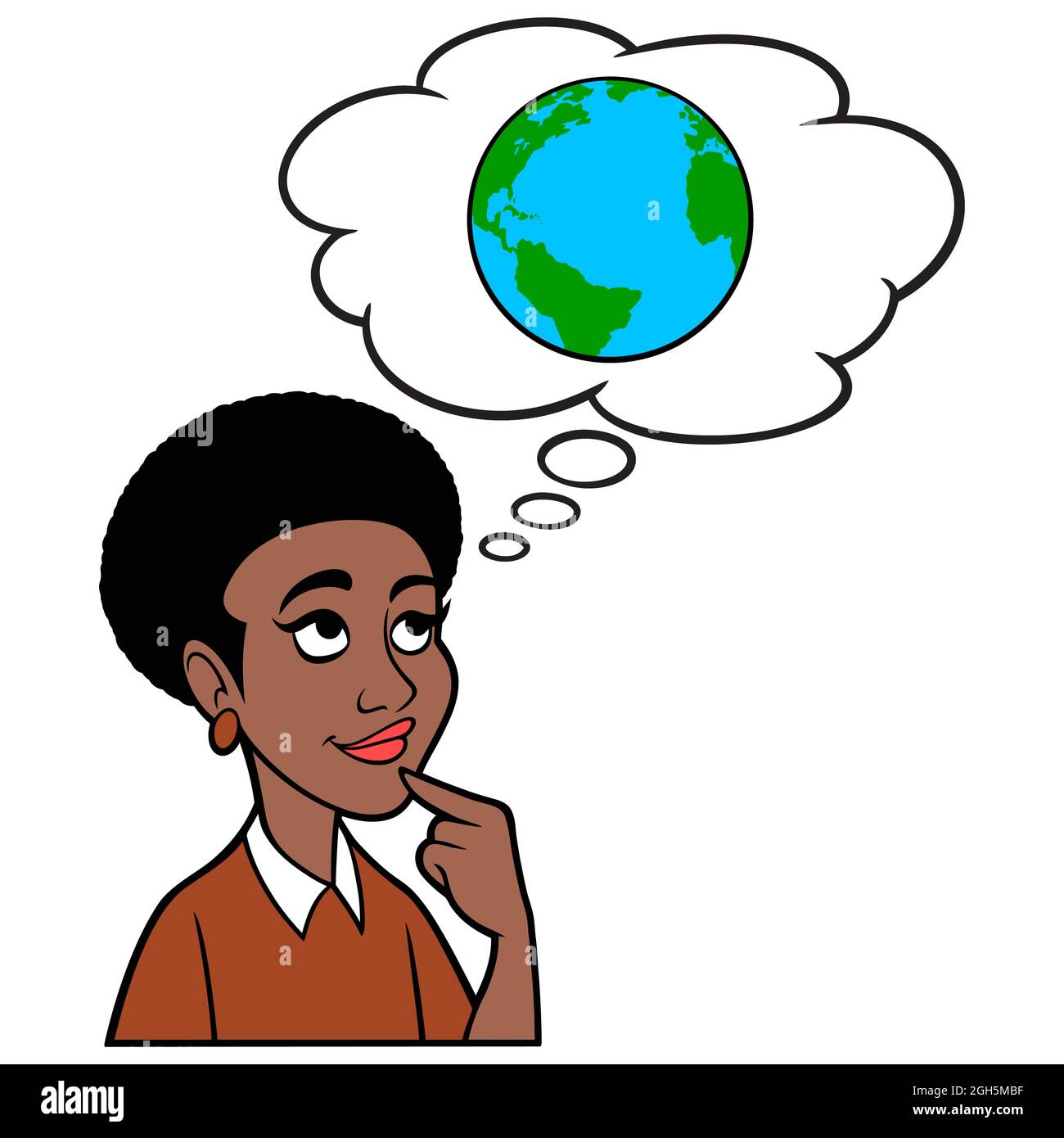 Woman thinking about Climate Change - A cartoon illustration of a Woman  thinking about Climate Change Stock Vector Image & Art - Alamy