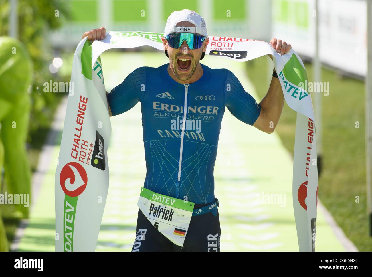 Roth, Germany. 05th Sep, 2021. Patrick Lange, triathlete from Germany,  during the running stage at the Datev Challenge Roth. At the 19th edition  of the triathlon, participants have to swim 3.8 km,