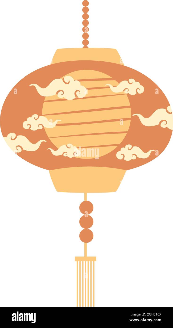 golden asian lantern hanging icon Stock Vector