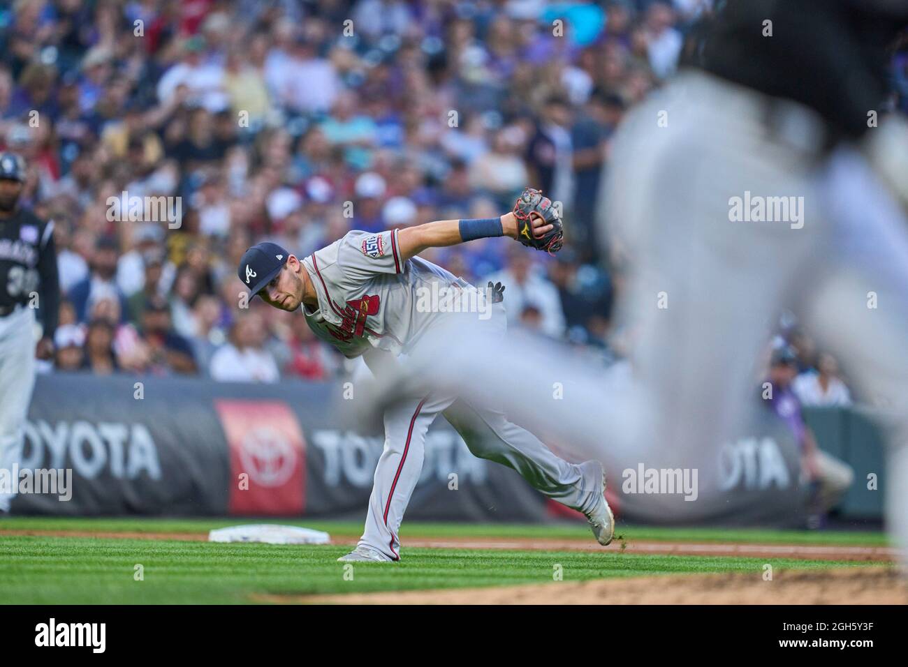 Austin Riley Third Base Denver CO, USA. 4th Sep, 2021. Atlanta third baseman Austin Riley (27 ...