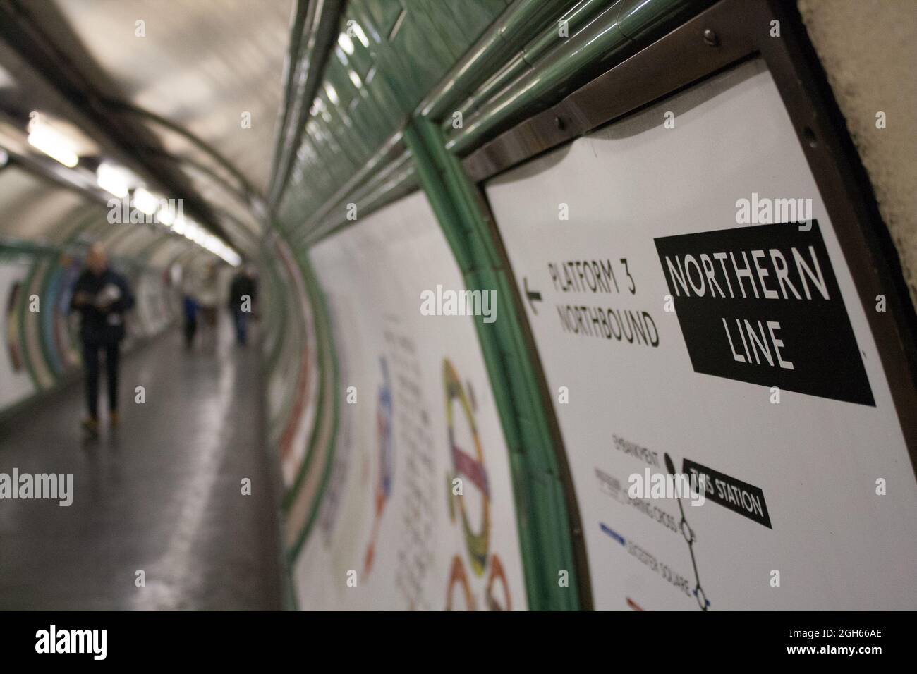 London Underground tunnel connecting different platforms Stock Photo