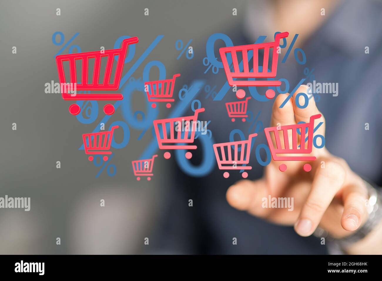 An illustration of digital basket and sale discount icons Stock Photo ...