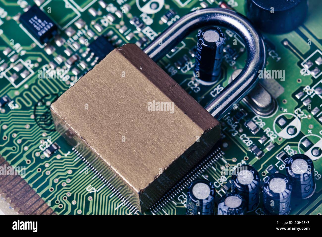 Closeup view of lock on computer motherboard Stock Photo Alamy