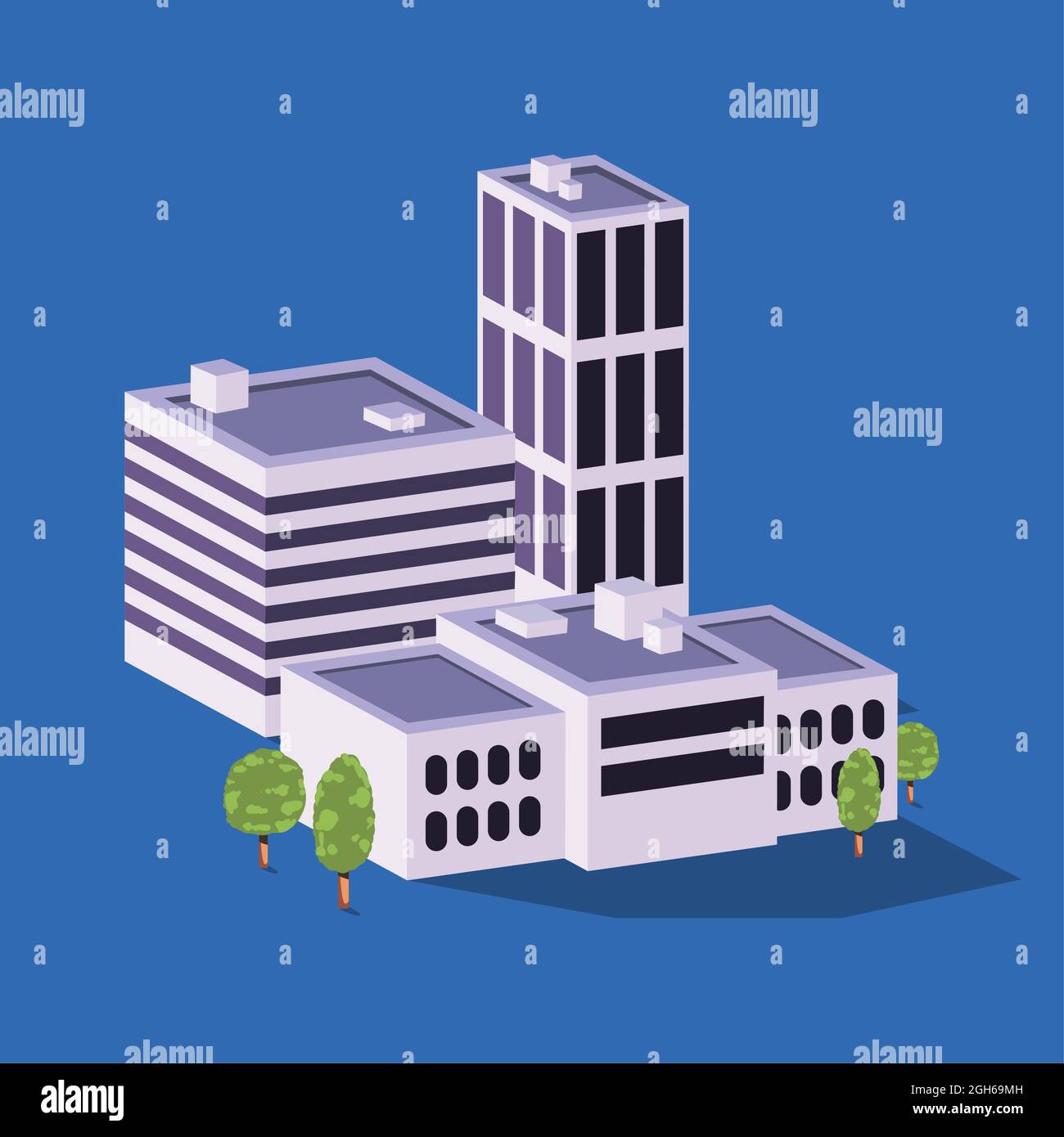three isometric buildings cityscape scene Stock Vector Image & Art - Alamy