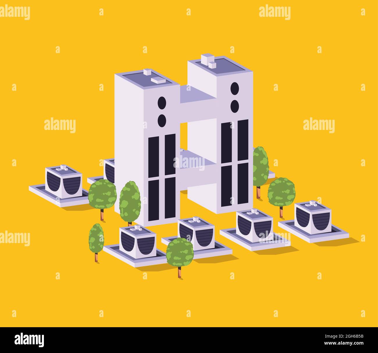 seven isometric buildings cityscape scene Stock Vector Image & Art - Alamy