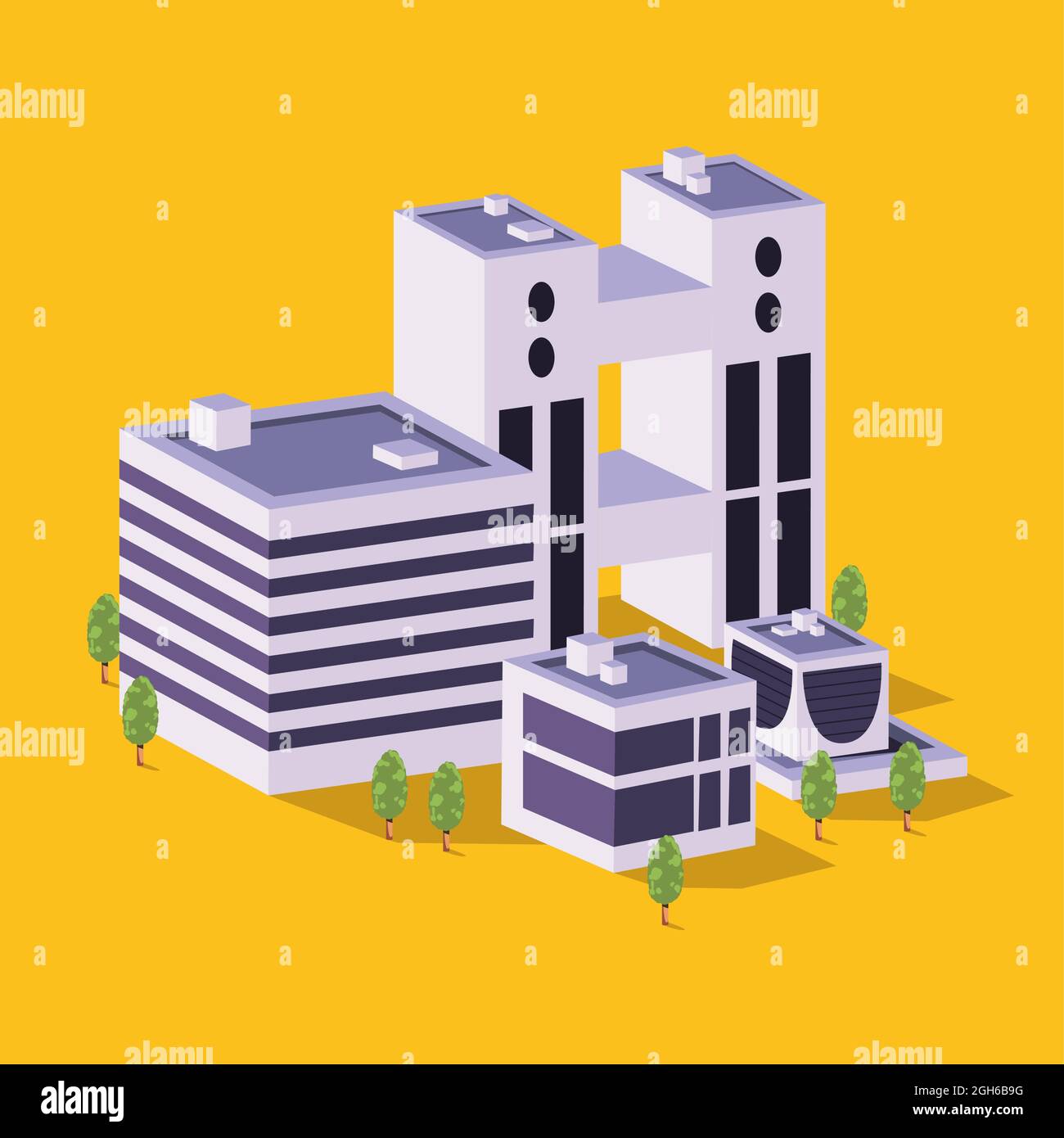 four isometric buildings cityscape scene Stock Vector Image & Art - Alamy