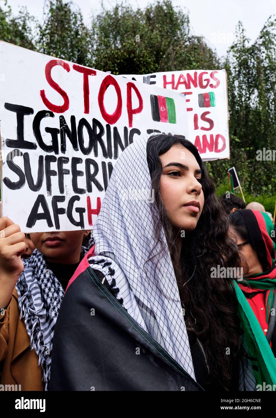 Anti-Taliban Afghans marched through London  betrayed by the US and UK withdrawal from Afghanistan. leaving the Taliban in charge.   End to the proxy war, stop to the killings and sanction Pakistan. 28.08.2021 Stock Photo