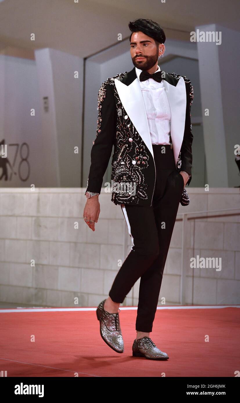 VENICE, ITALY - SEPTEMBER 04 Federico Lauri aka Federico Fashion Style  attends the red carpet of the movie "Last Night In Soho" during the 78th  Venice International Film Festival on September 04,