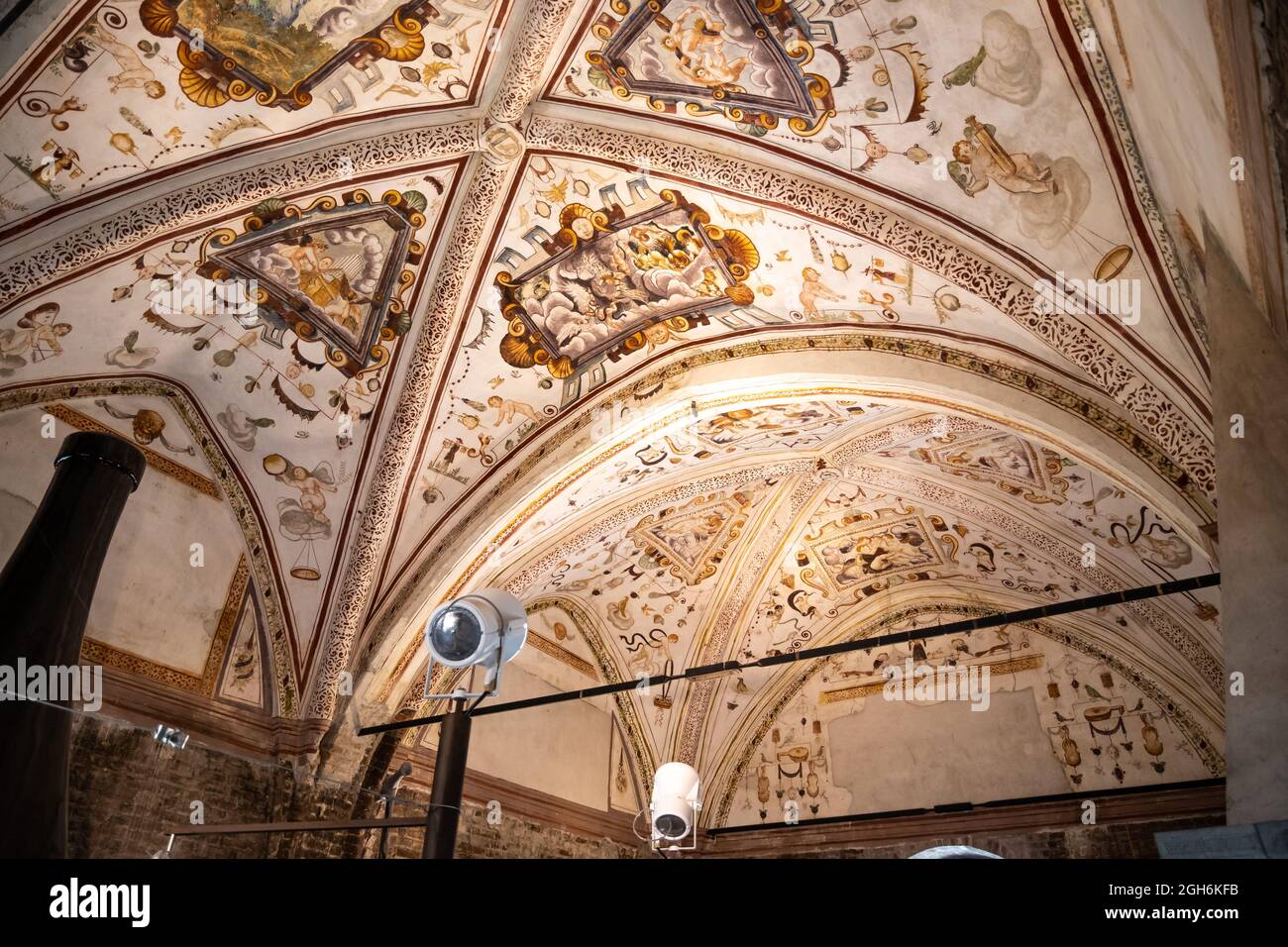 Grinzane Cavour-August 2021-italy Splendid frescoed ceilings inside the Castle of Grinzane Cavour, Unesco heritage Stock Photo