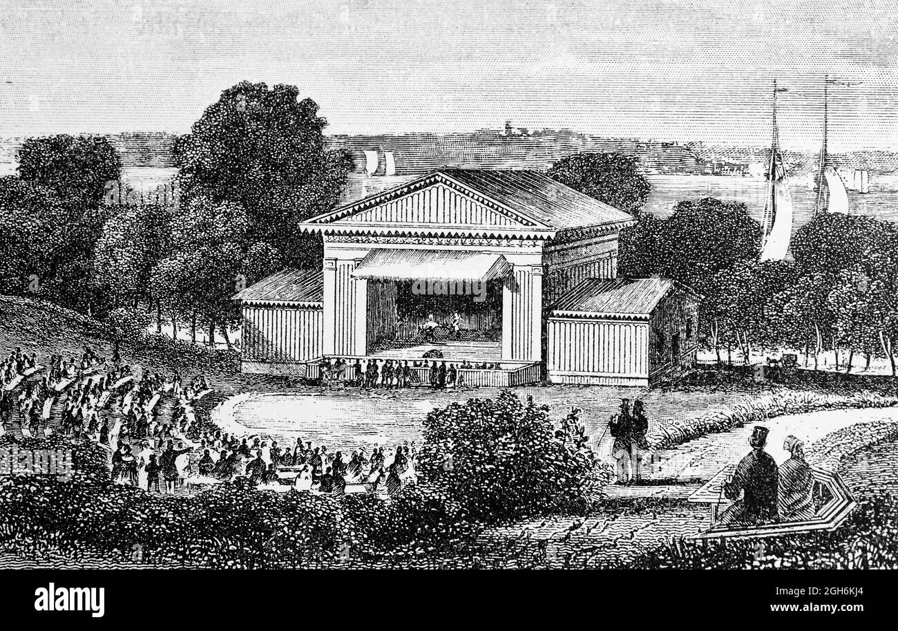 The Tivoli of about 1846 in a historic engraving of 1899, Kiel, Schleswig-Holstein, North Germany, Stock Photo