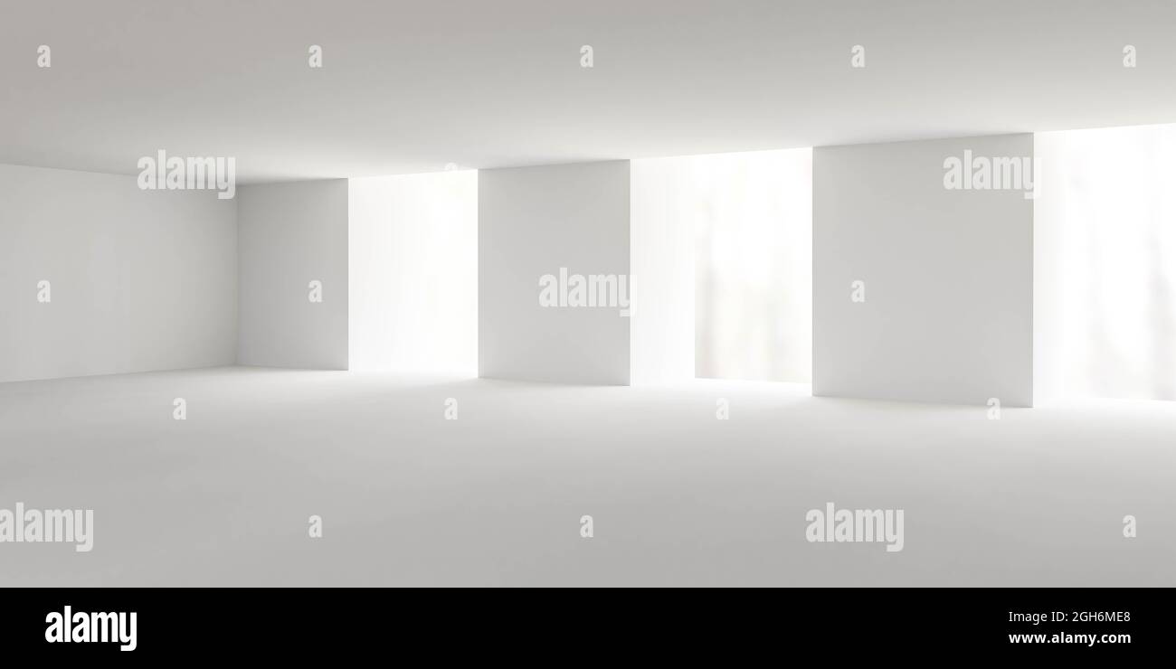 empty abstract white interior with bright lighting 3d render ...