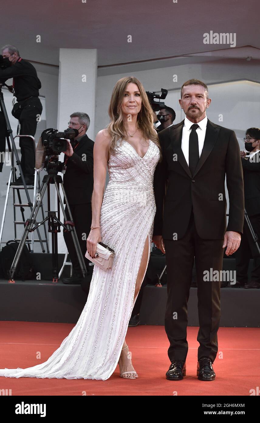 Venezia, Italy. 05th Sep, 2021. Nicole Kimpel and Antonio Banderas arrive on the red carpet of the movie 'Last Night In Soho' during the 78th Venice International Film Festival on September 04, 2021 in Venice, Italy. Photo by Rocco Spaziani/UPI Credit: UPI/Alamy Live News Stock Photo