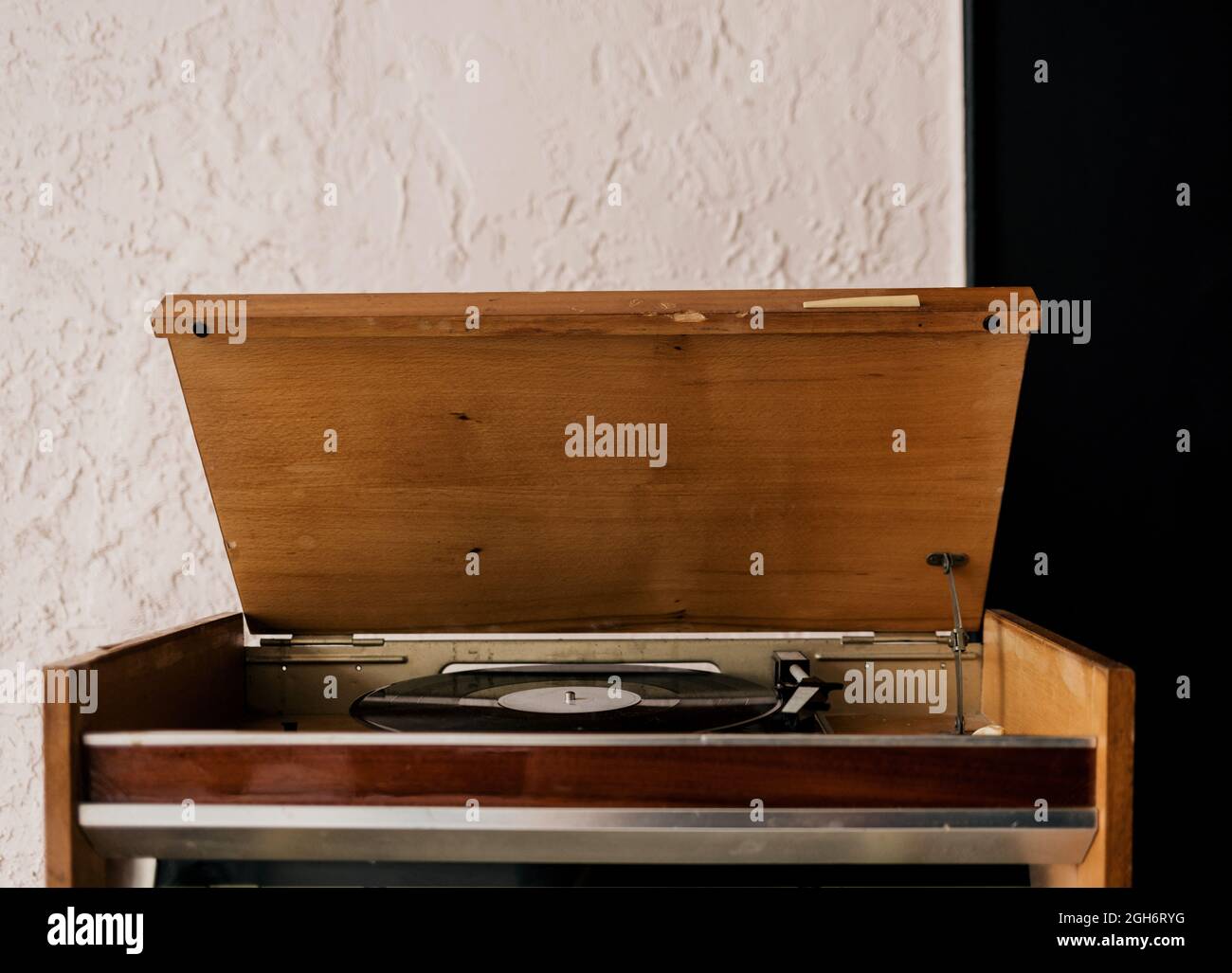 Old record player in the room. Vintage vinyl Stock Photo - Alamy