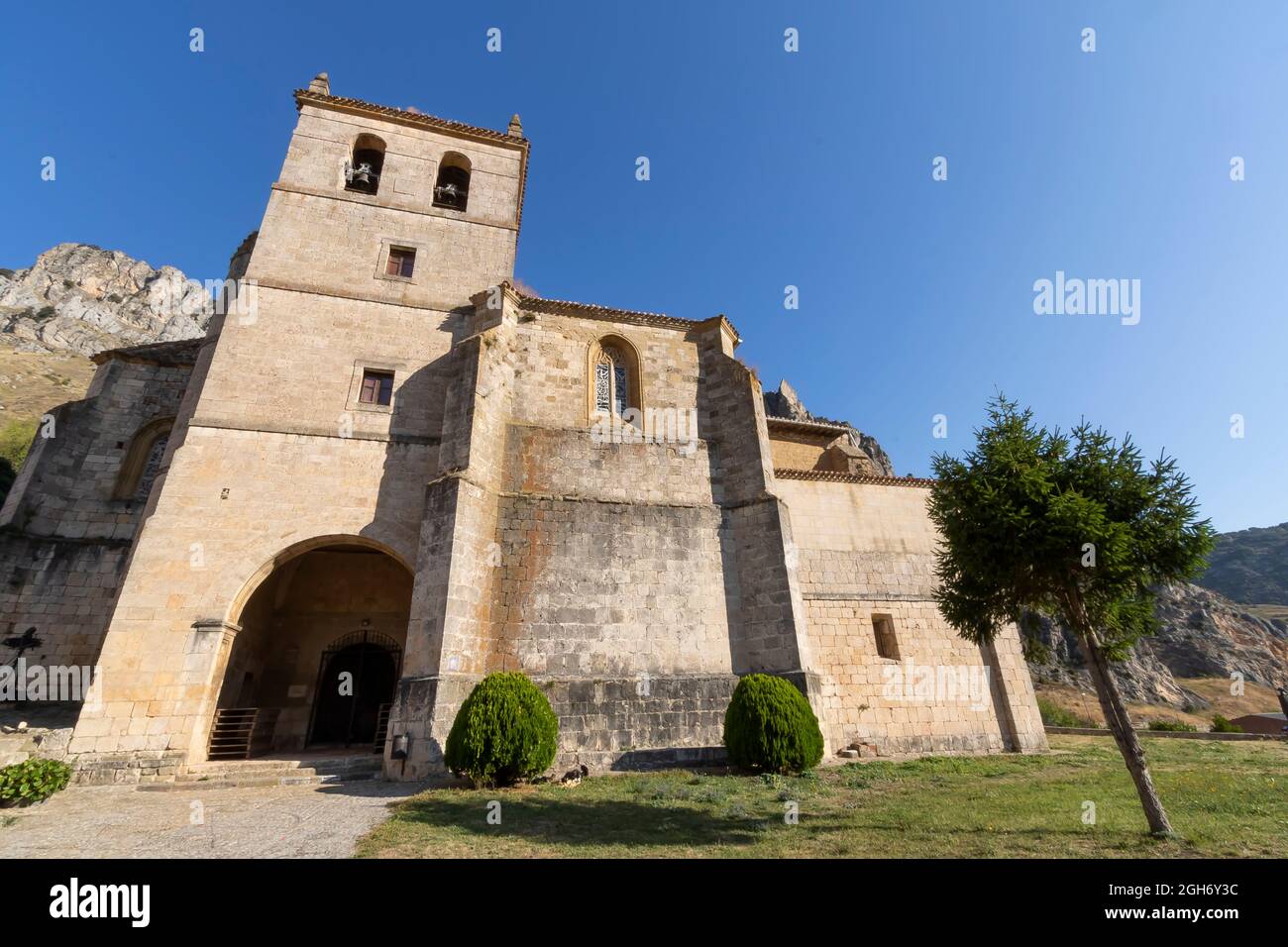 Church of Santiago in Pancorbo village in Burgos province, Spain. Stock Photo