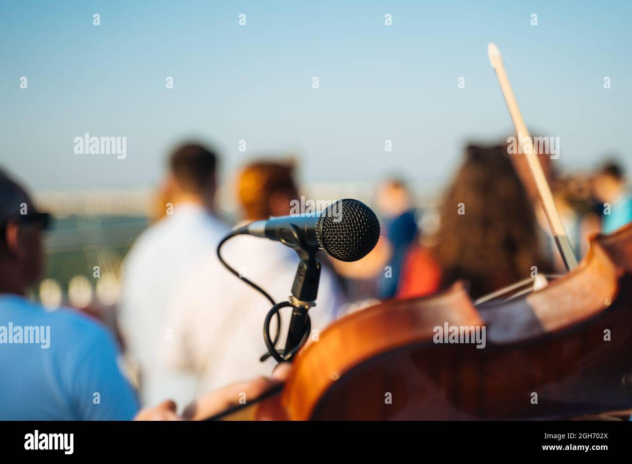 Retro microphone for outdoor concert party Stock Photo Alamy