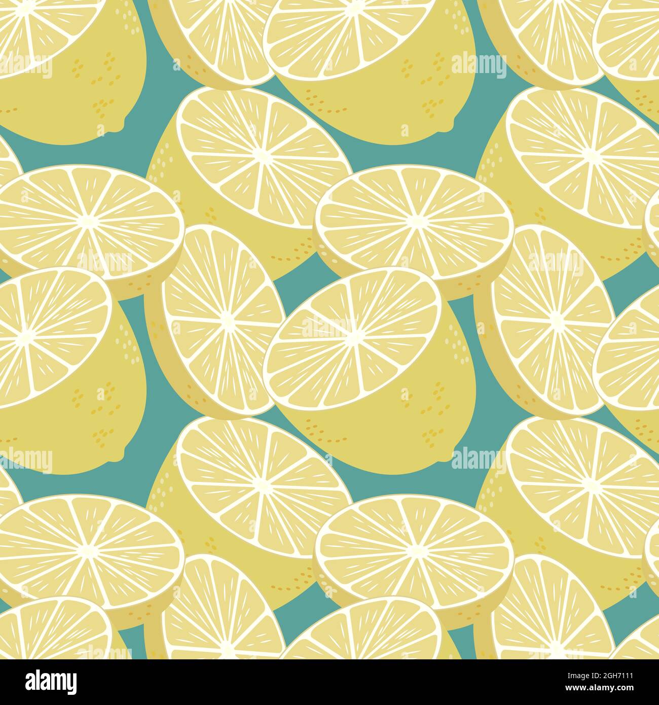 Seamless pattern with fresh lemons. Colorful endless fruit background ...