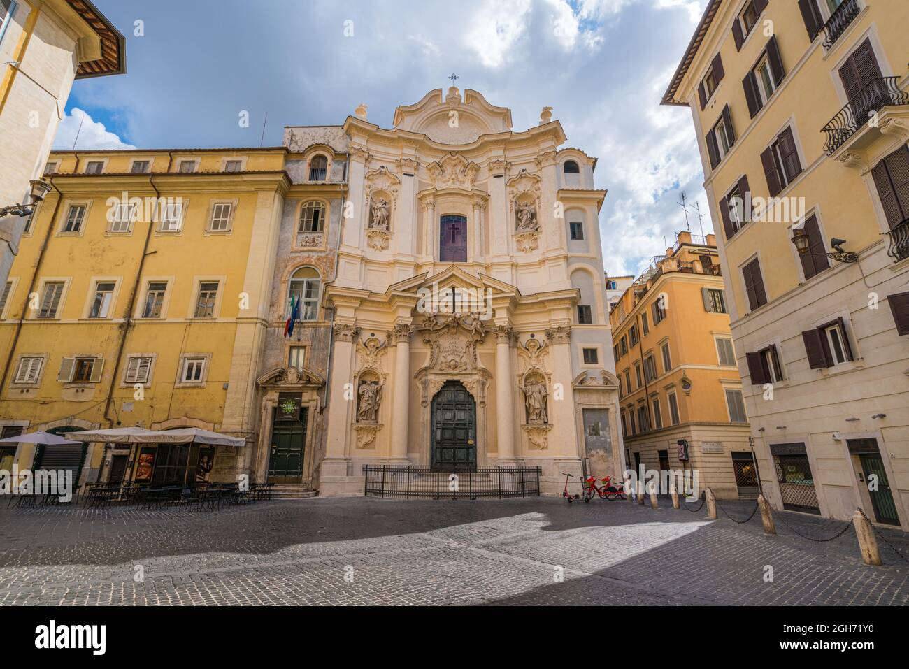 The facade of the Church of Santa Maria Maddalena in Rome, Italy. Stock Photo