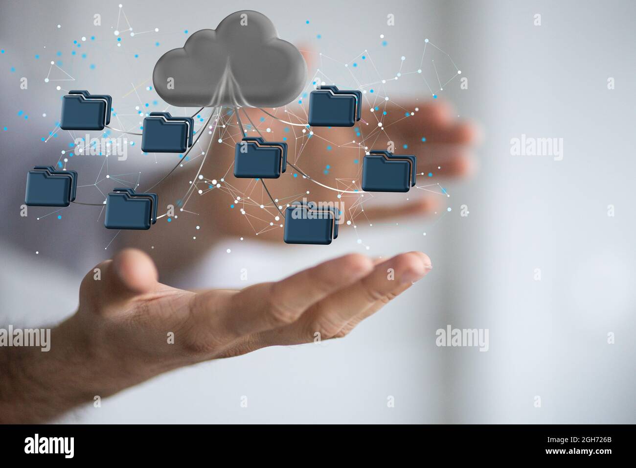 An artificial Intelligence Cloud technology. Integrated digital web concept Stock Photo