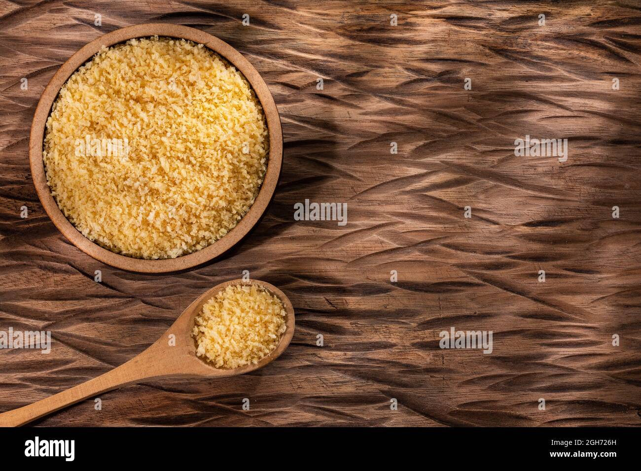 Panko Japanese bread in crumbs in yellow version Healthy food Stock