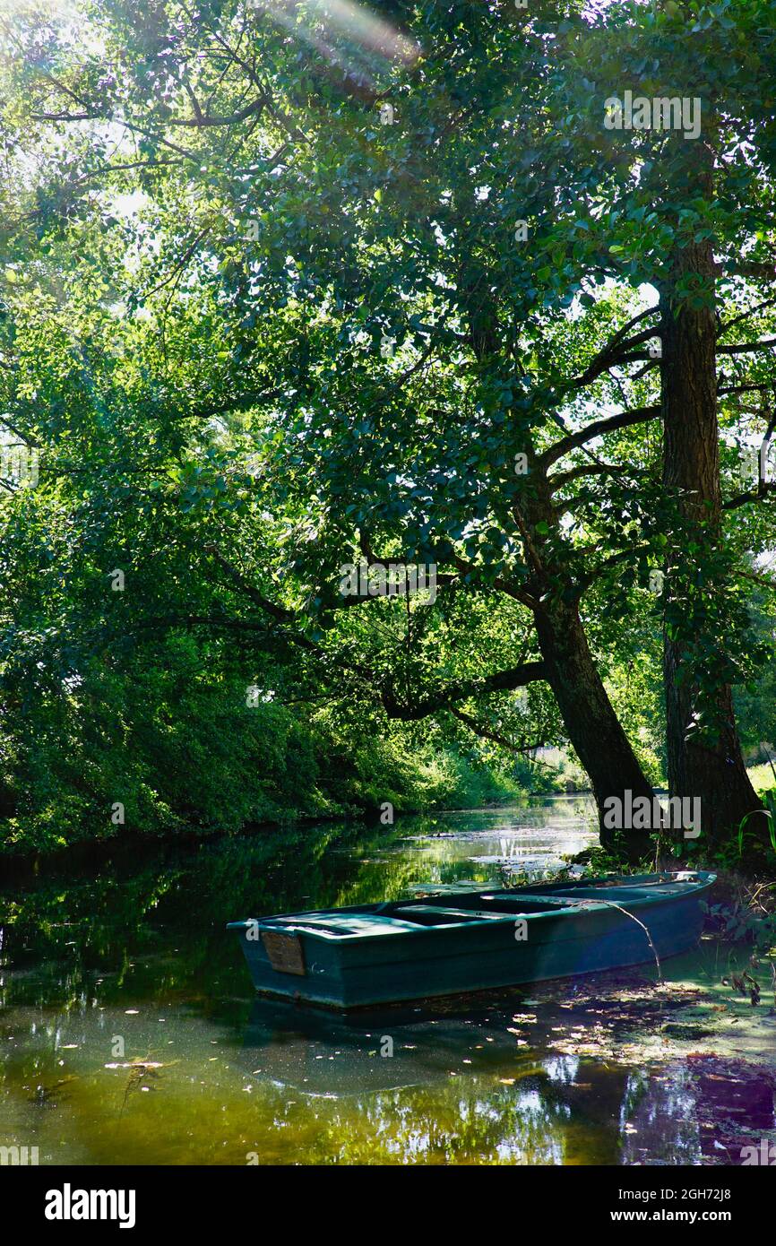 Romantic boat scene in France 2 Stock Photo