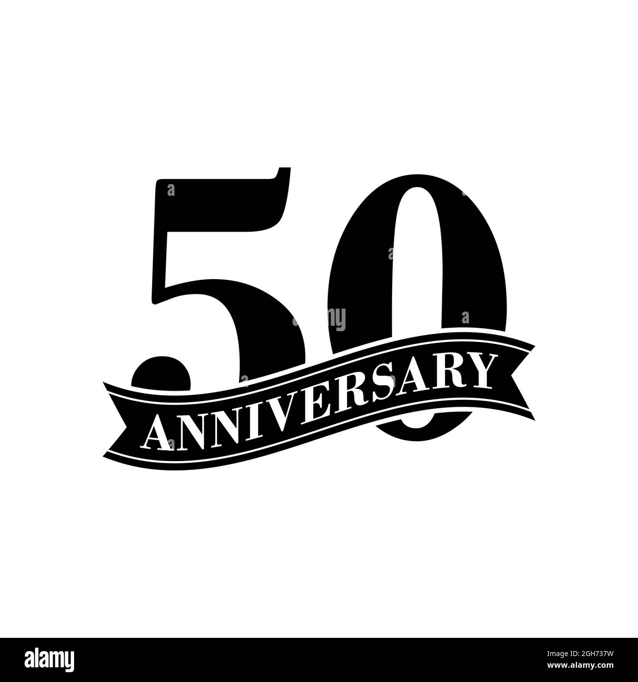 Anniversary 50 years template ribbon Black and White Stock Photos