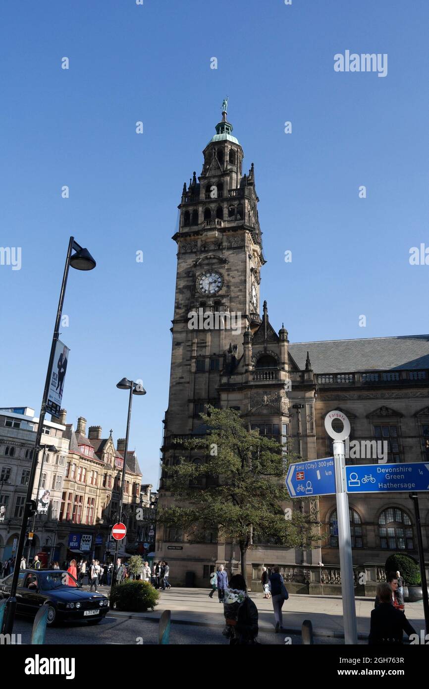 Sheffield Town Hall Clock Tower in city centre, England Stock Photo Alamy