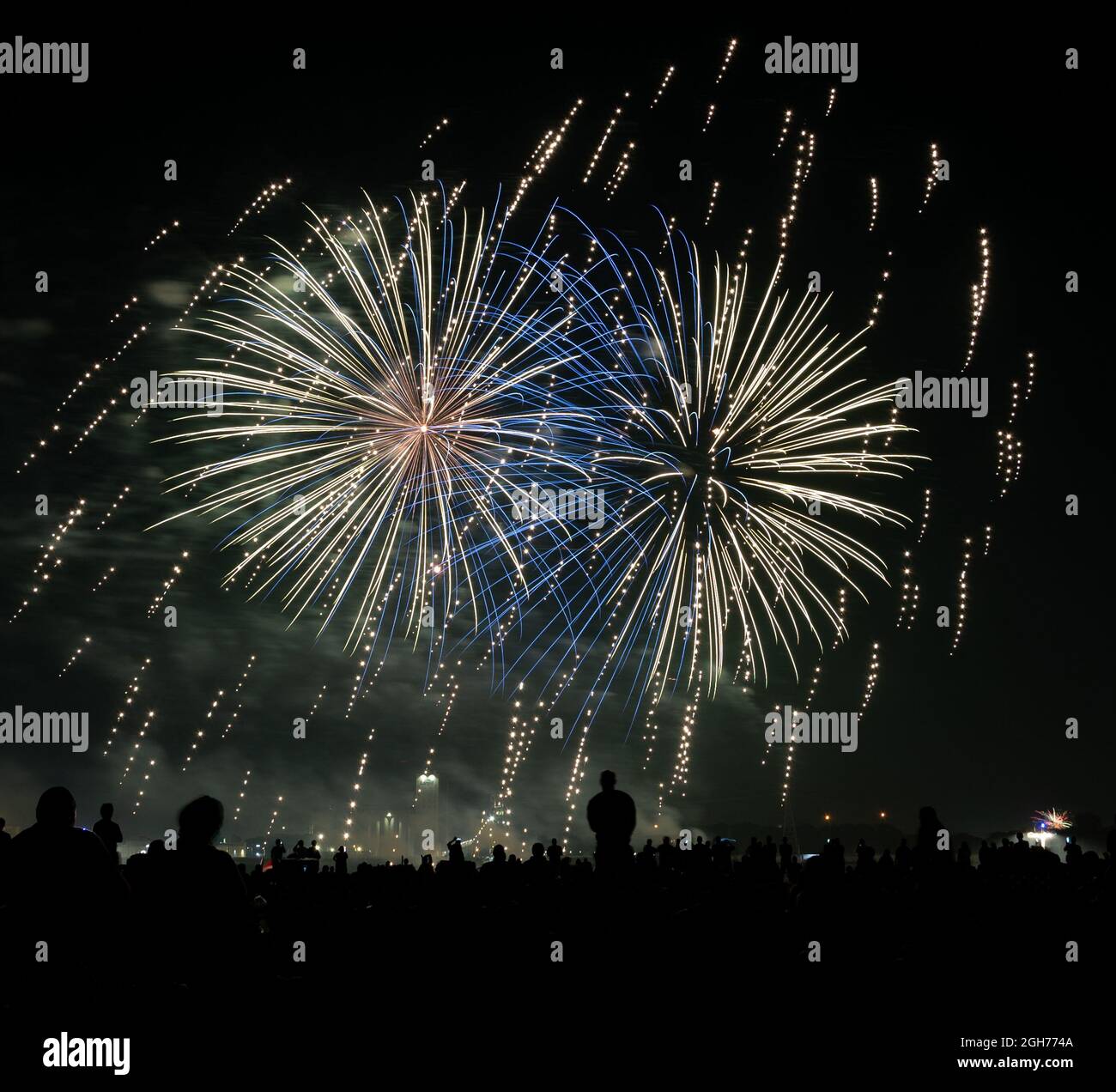 Fireworks over the Mississippi River on the Fourth of July in St. Louis