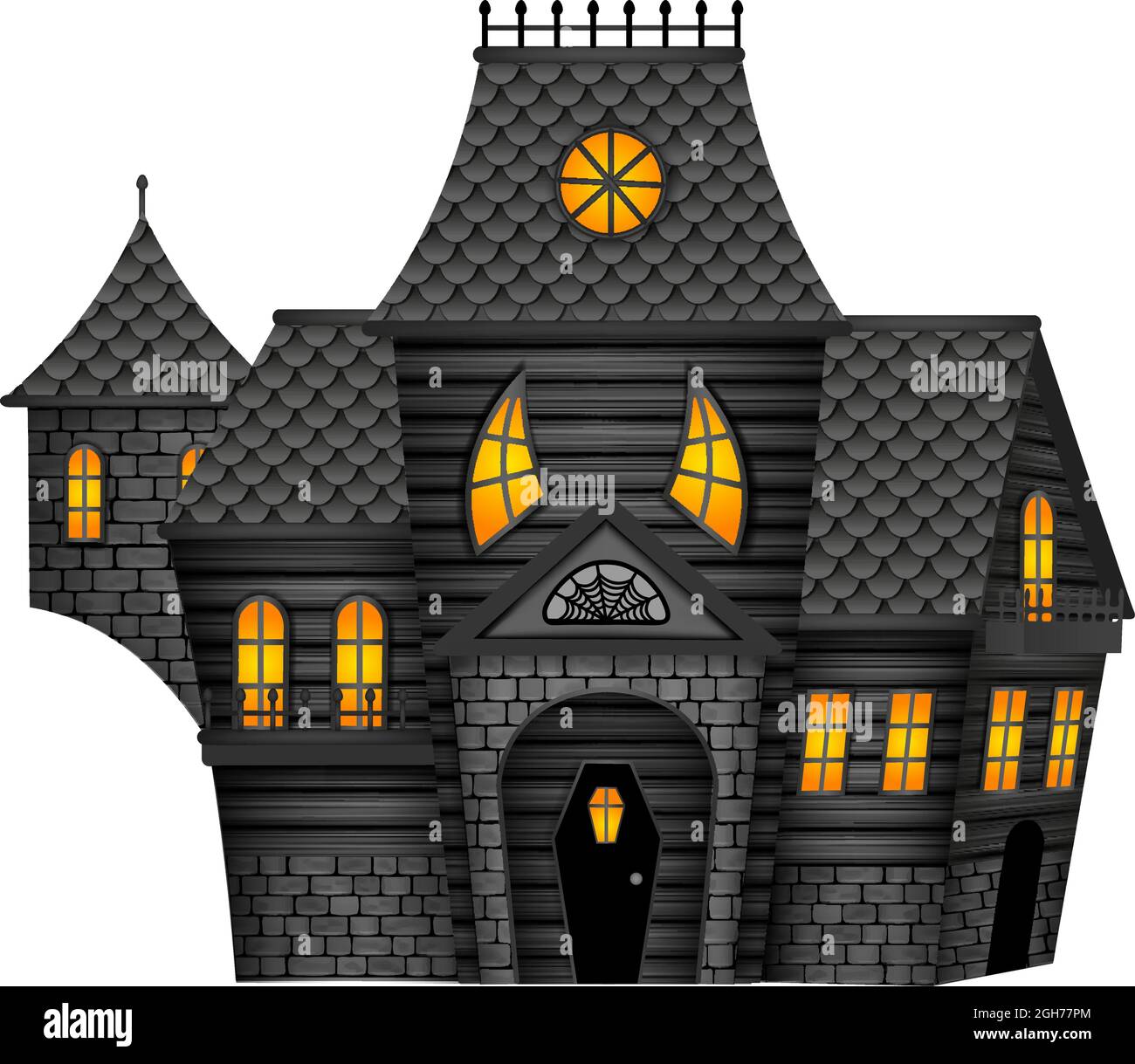Cartoon Illustration Scary Haunted House High Resolution Stock