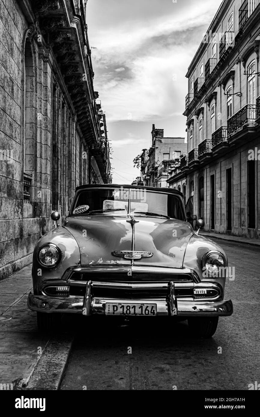 Old timer in the streets of la habana Vieja, cuba Stock Photo