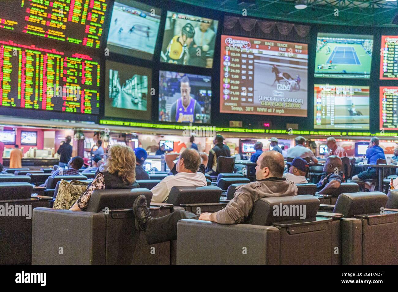 Las Vegas Nevada,Westgate Las Vegas Resort & Casino,race sports book betting odds gamblers gambling monitors men Stock Photo