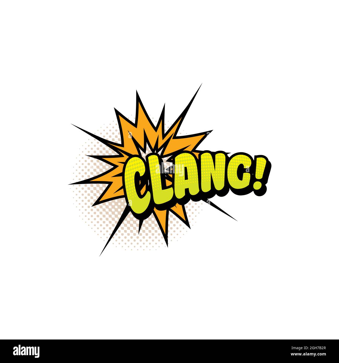 Clang comics pop art half tone bubble vector icon. Cartoon retro sound ...