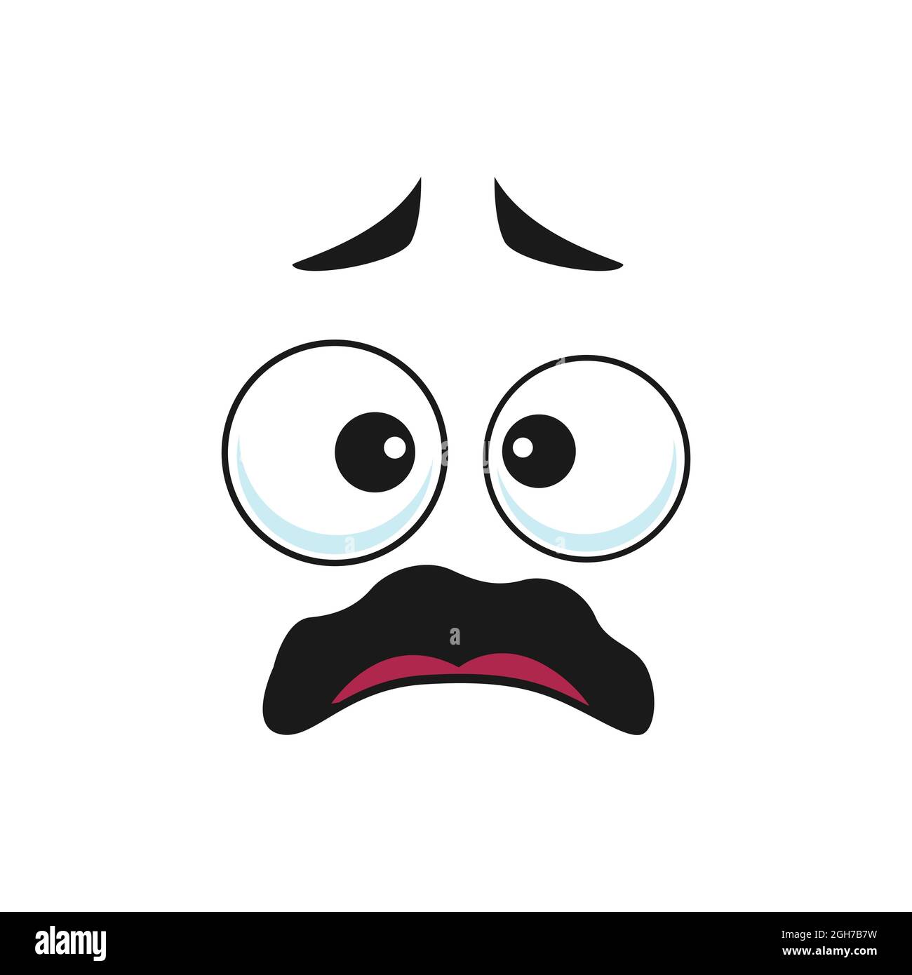 Cartoon face vector icon, frightened worry emoji, scared facial expression  with wide open or goggle eyes and open tremble mouth. Fear or worry feeling  Stock Vector Image & Art - Alamy