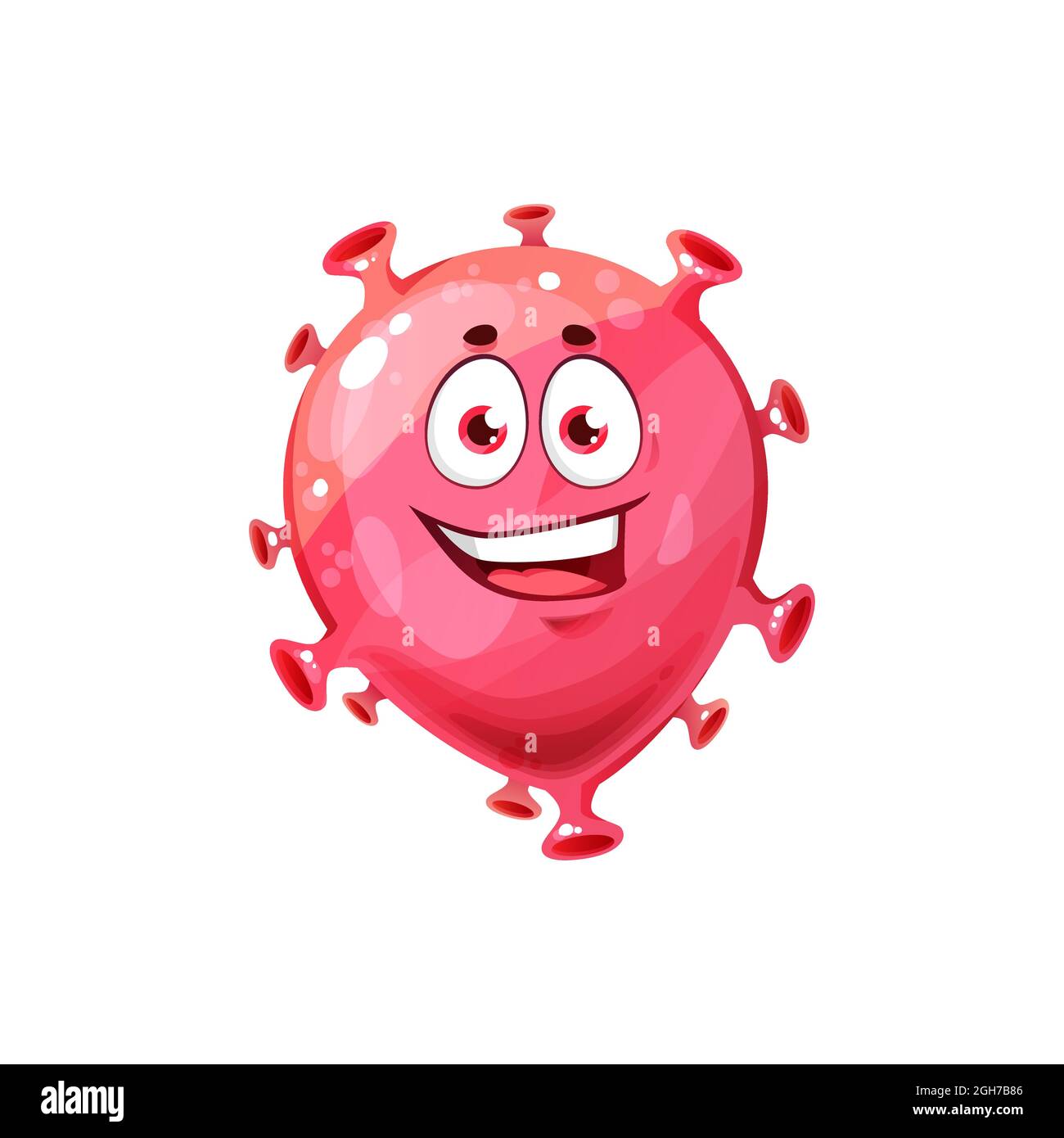 Bacterial funny pathogen, microbiological coronavirus isolated icon. Vector  biological monster happy emoticon. Smiling monster cartoon character. Micr  Stock Vector Image & Art - Alamy
