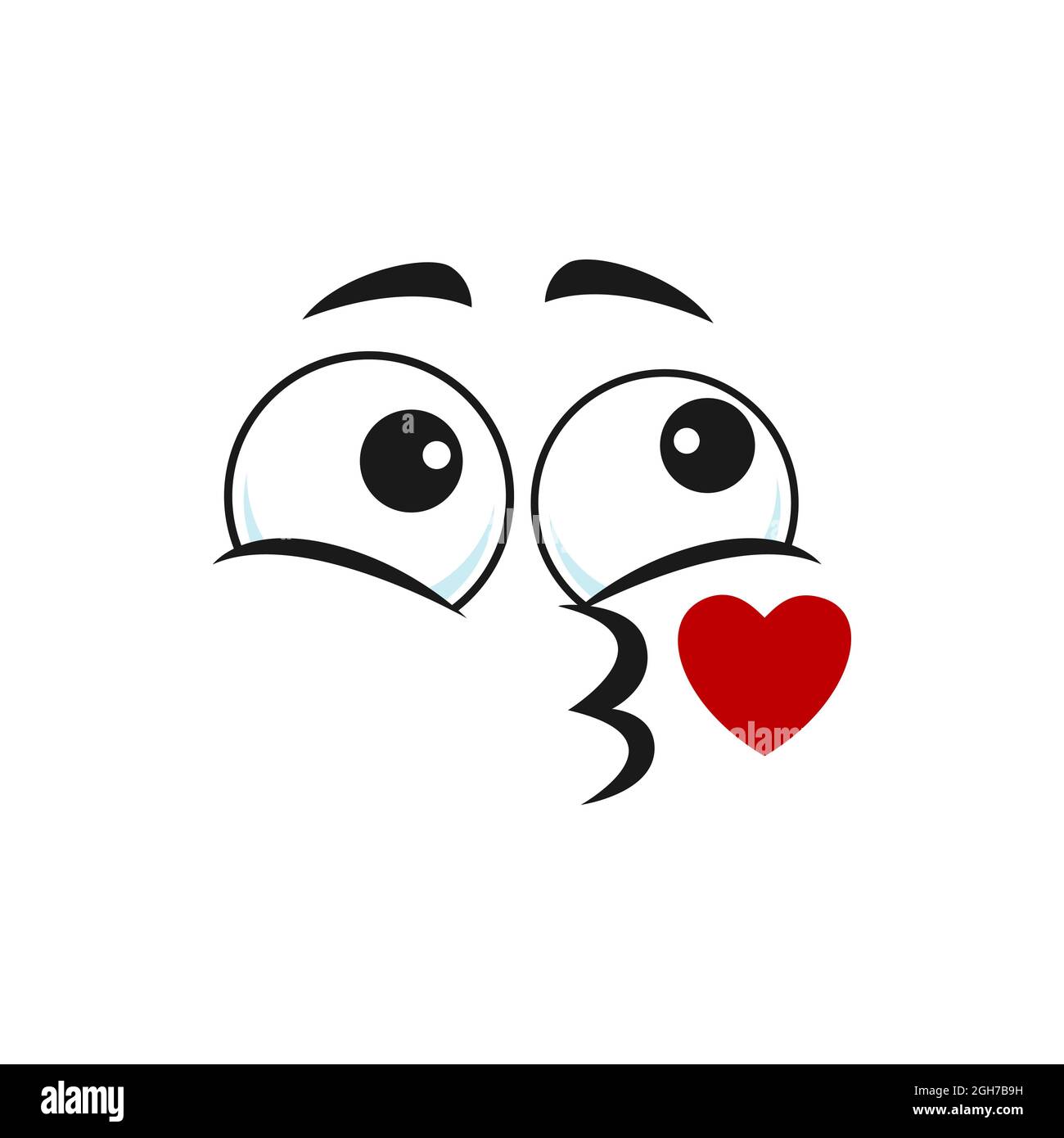 Cartoon face send air kiss vector emoji kissing blow red heart. Fall in