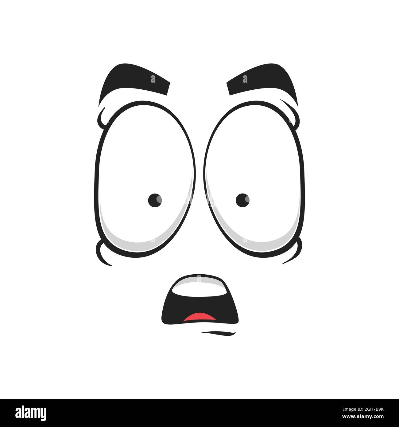Cartoon face vector icon, surprised funny emoji, astonished facial