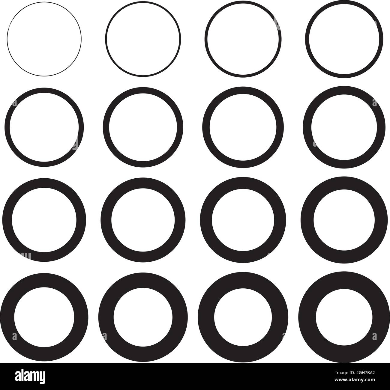 vector collection of circle stroke, frame borders isolated on white background. circles for decorative template decor design. Stock Vector