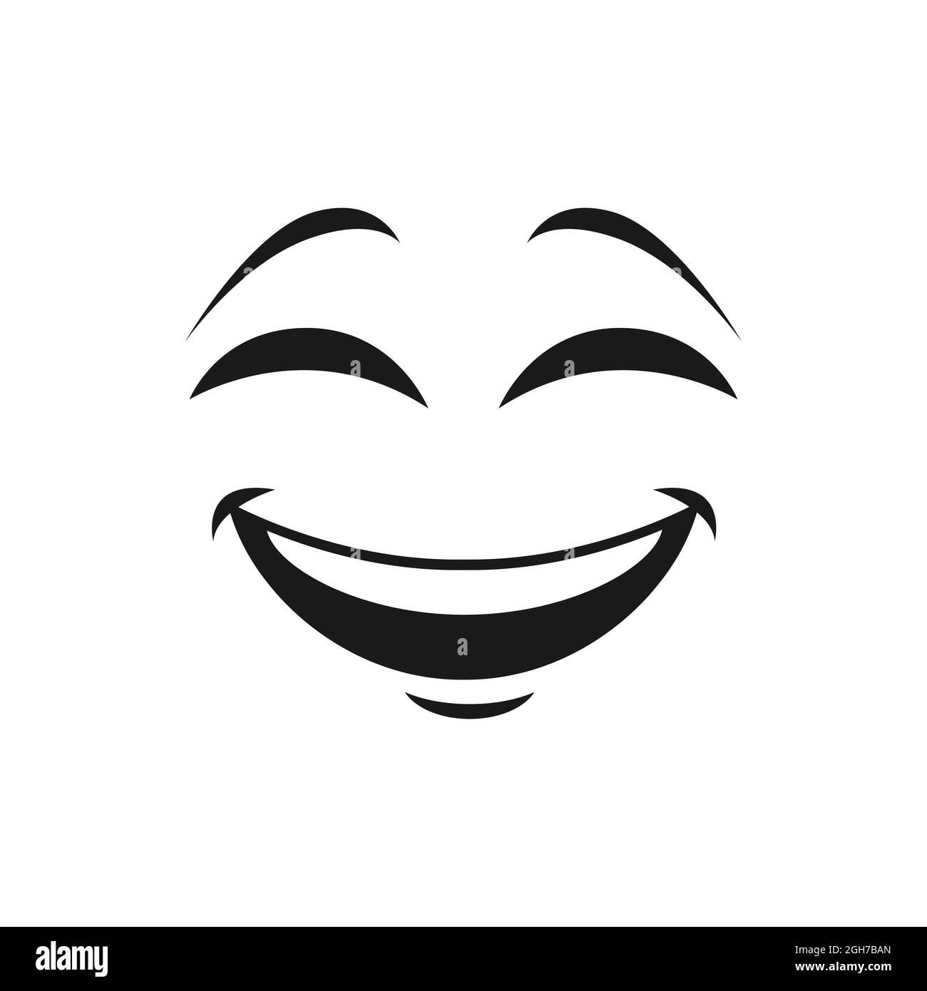 Cartoon face vector icon, happy emoji, laughing facial expression with ...