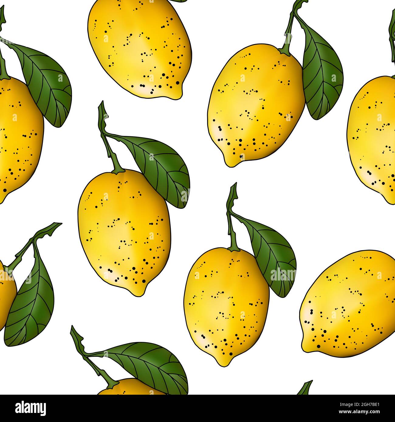 Vector illustration of lemon fruit in realism style yellow color ...