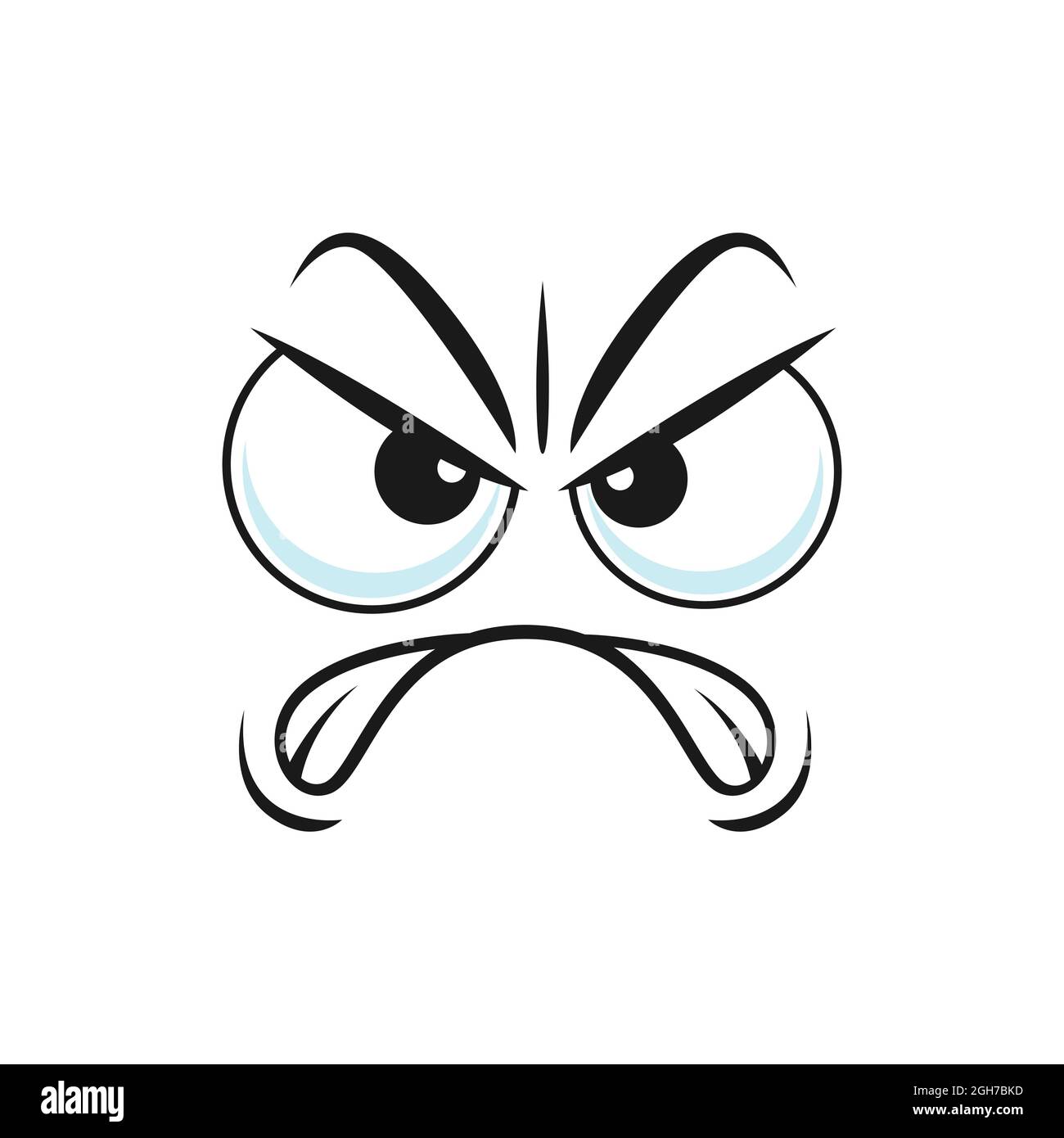 Angry disbelief emoticon expression, distrusted sad mood emoji ...