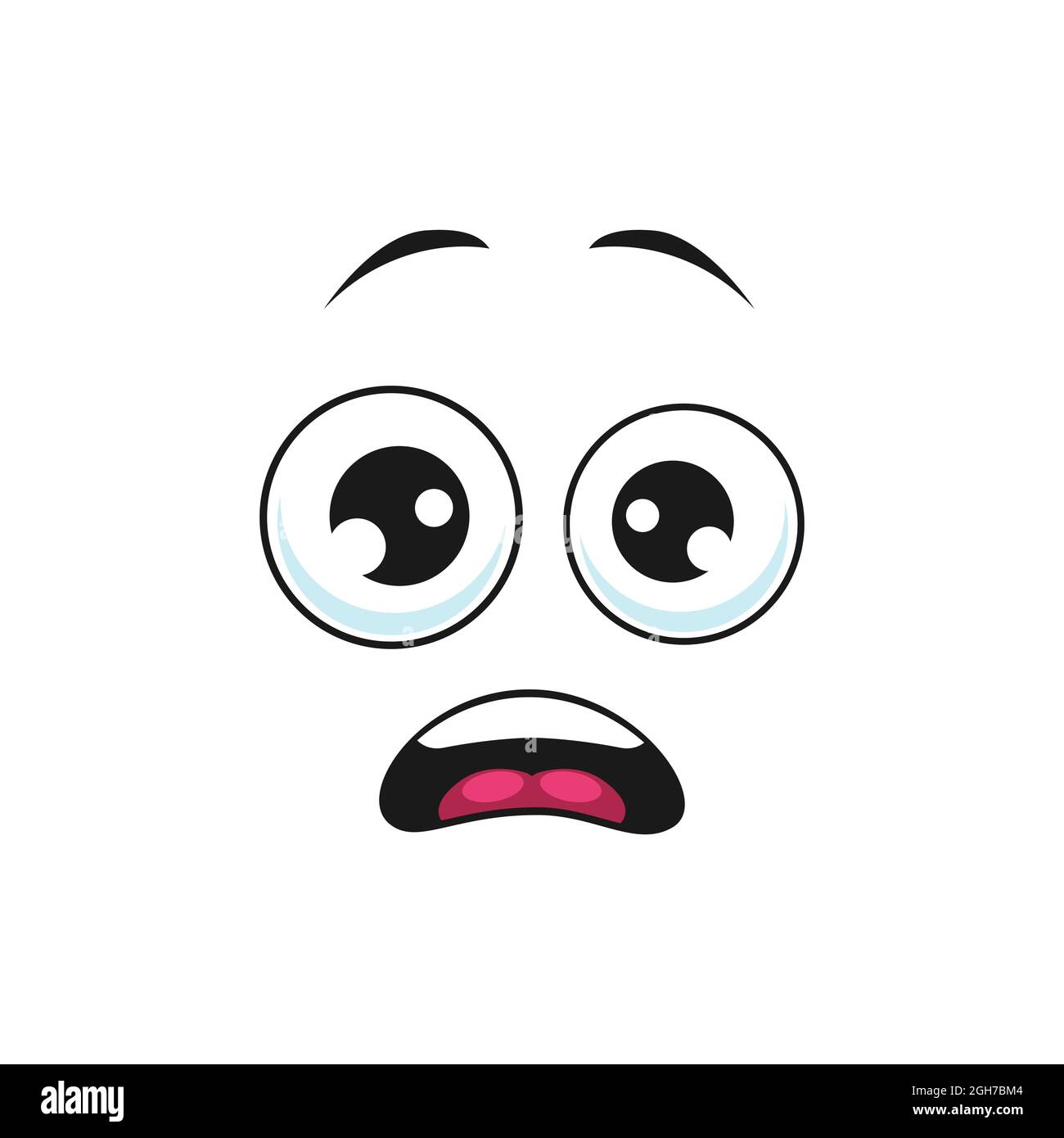 Cartoon face vector icon, surprised, frightened or worry emoji