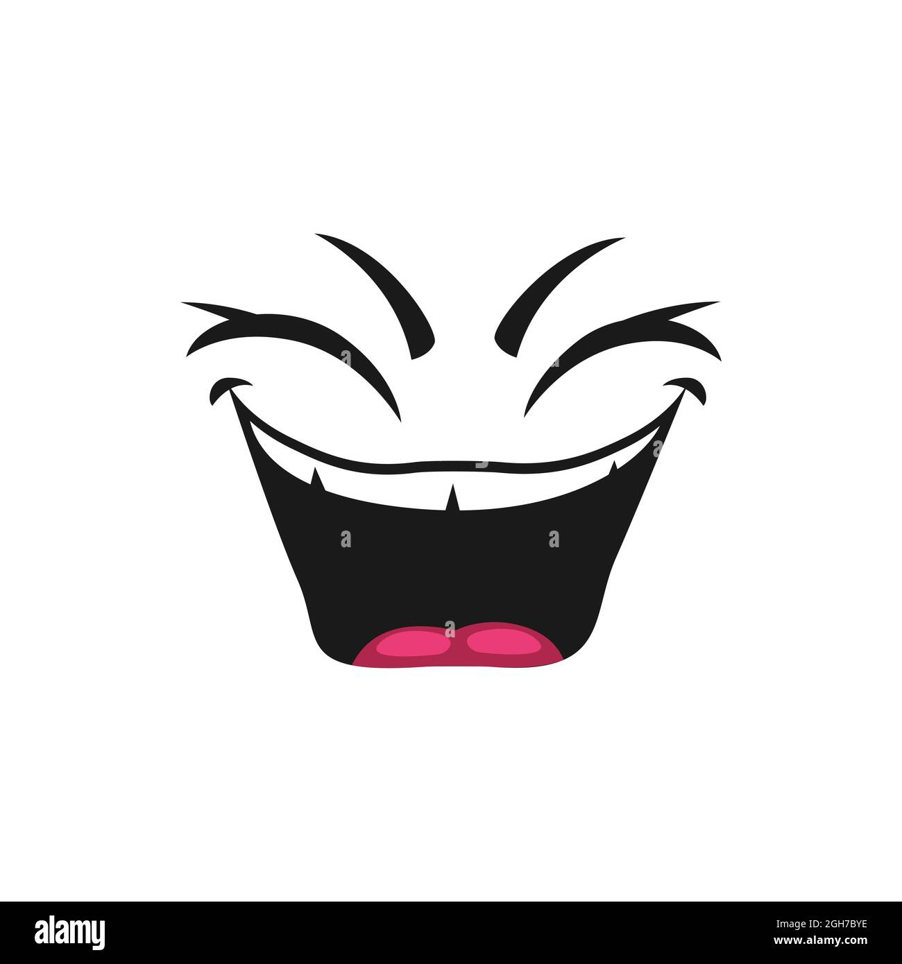 Emoticon with mouth open of laugh and blinked eyes isolated icon