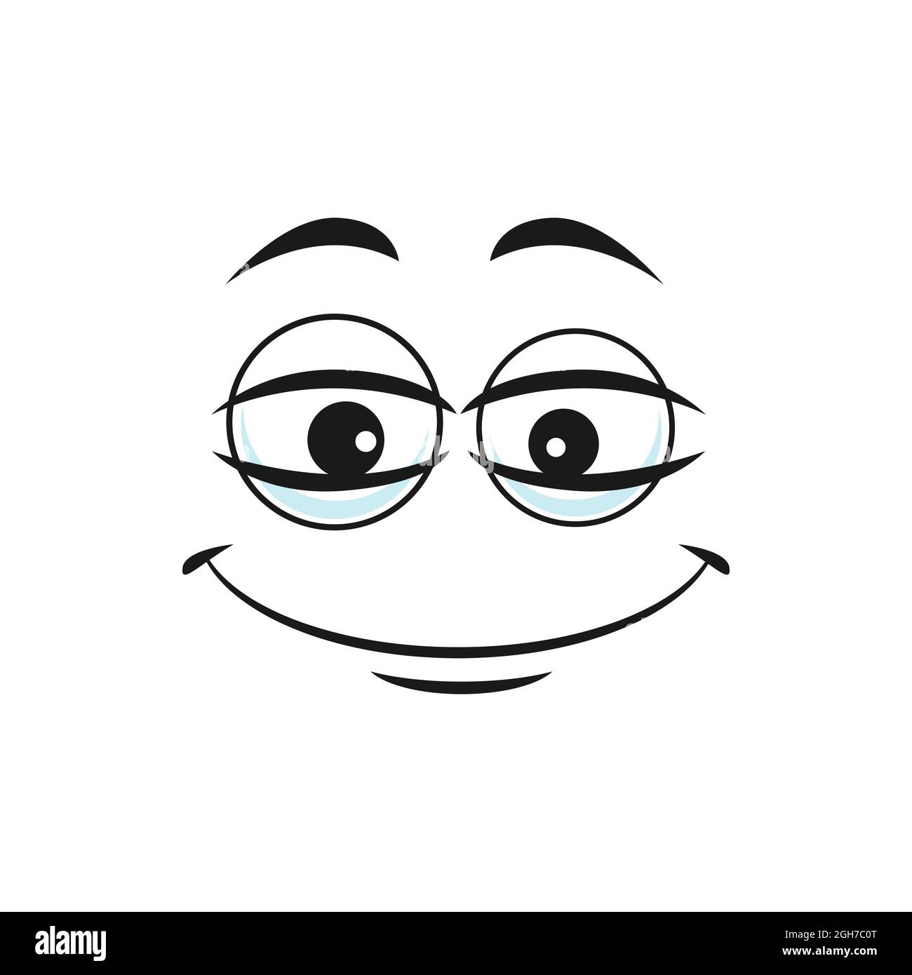 Happy Kind Emoticon With Broad Smile And Big Eyes Isolated Icon Vector Gentle Nice Happy Emoji With Satisfied Smile Gesture Of Happiness And Pleasur Stock Vector Image Art Alamy