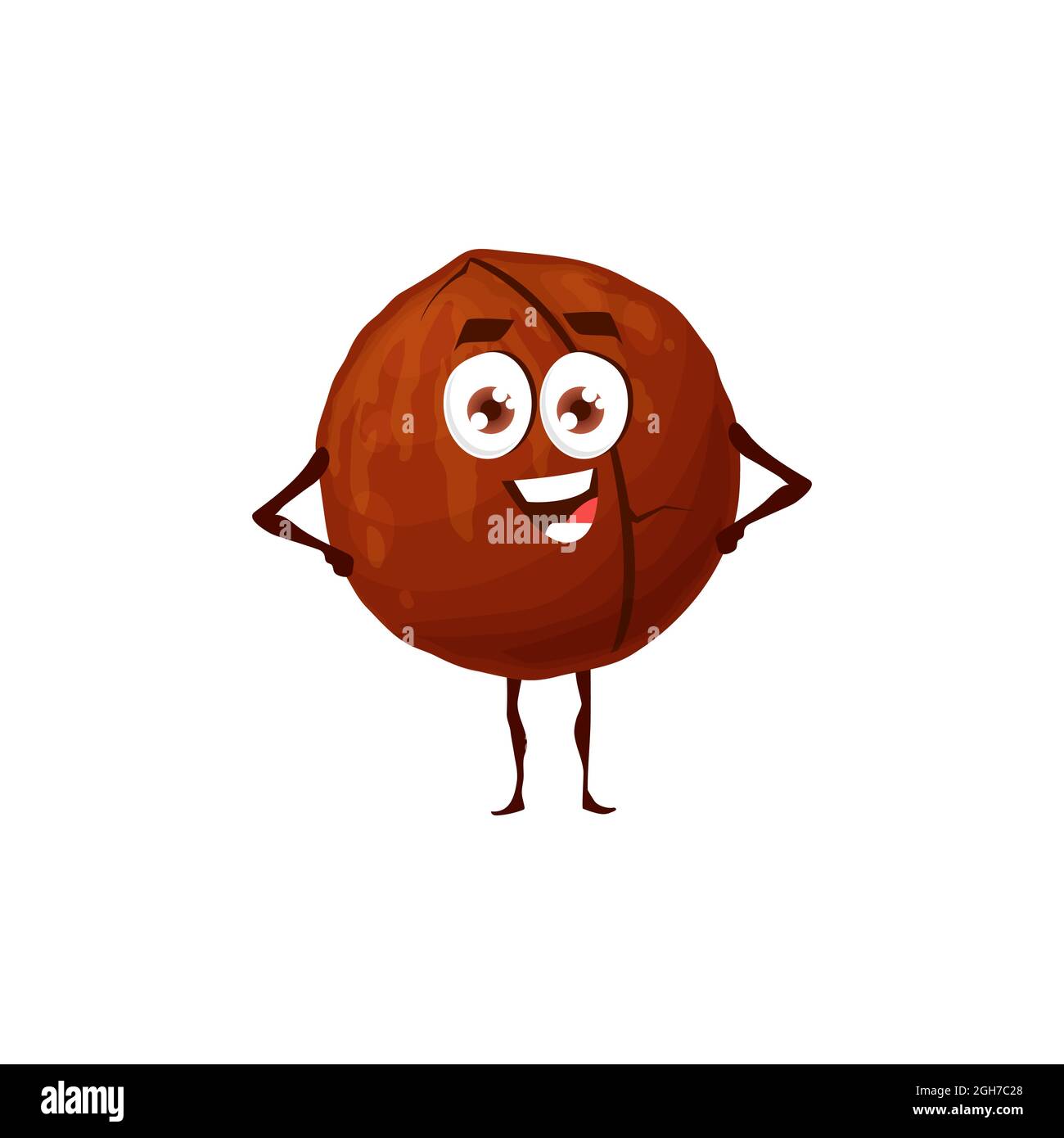 Hazelnut emoticon with cute face isolated nut emoji flat cartoon