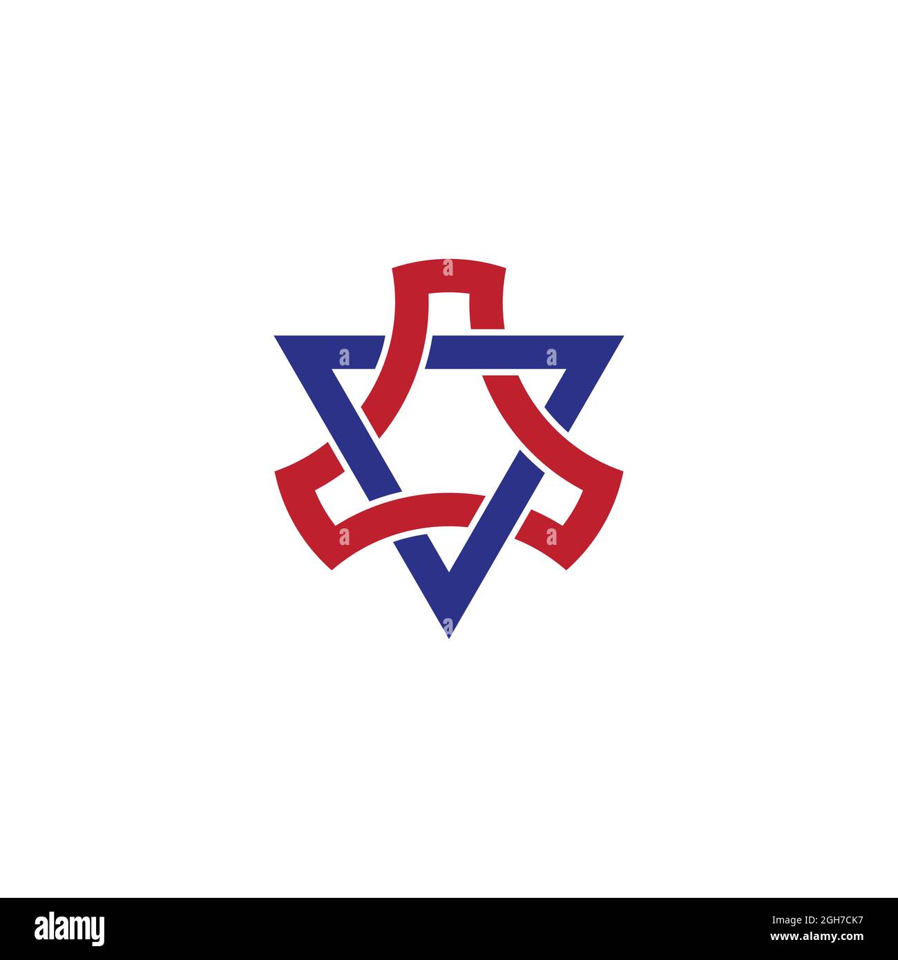 letter v triangles stars curves simple geometric logo vector Stock Vector