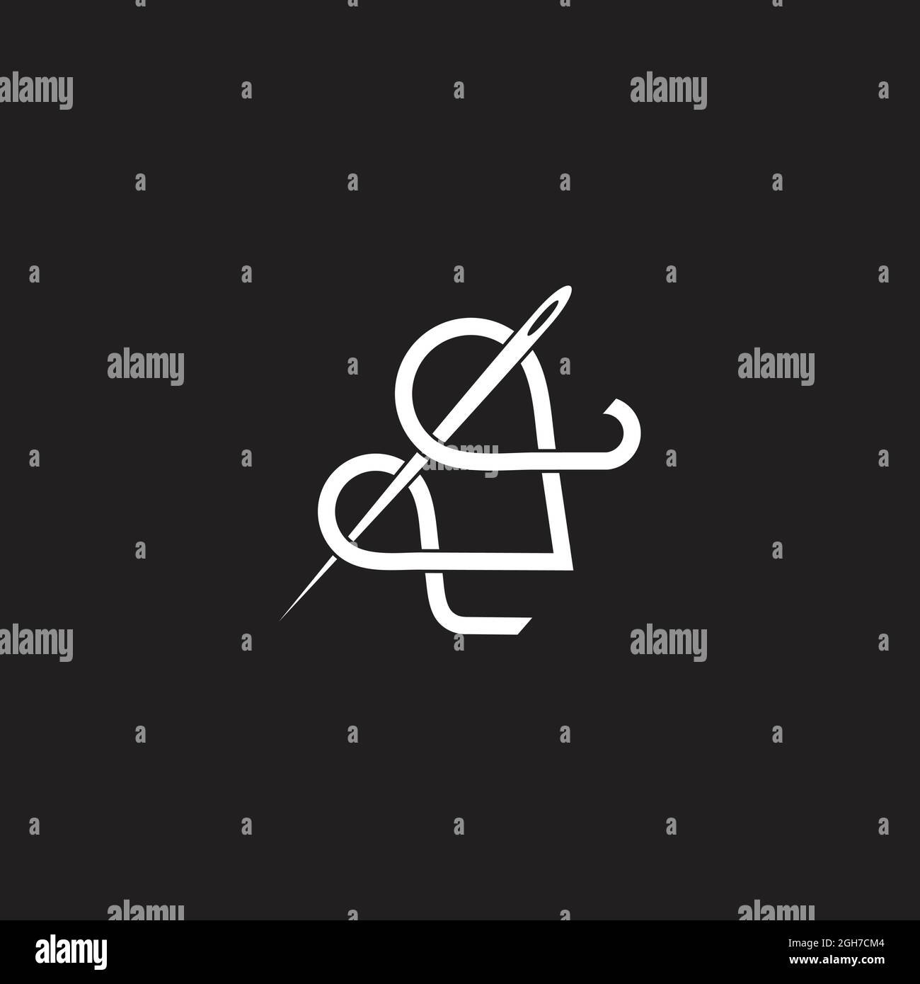 thread needle fashion symbol motion design linked vector Stock Vector