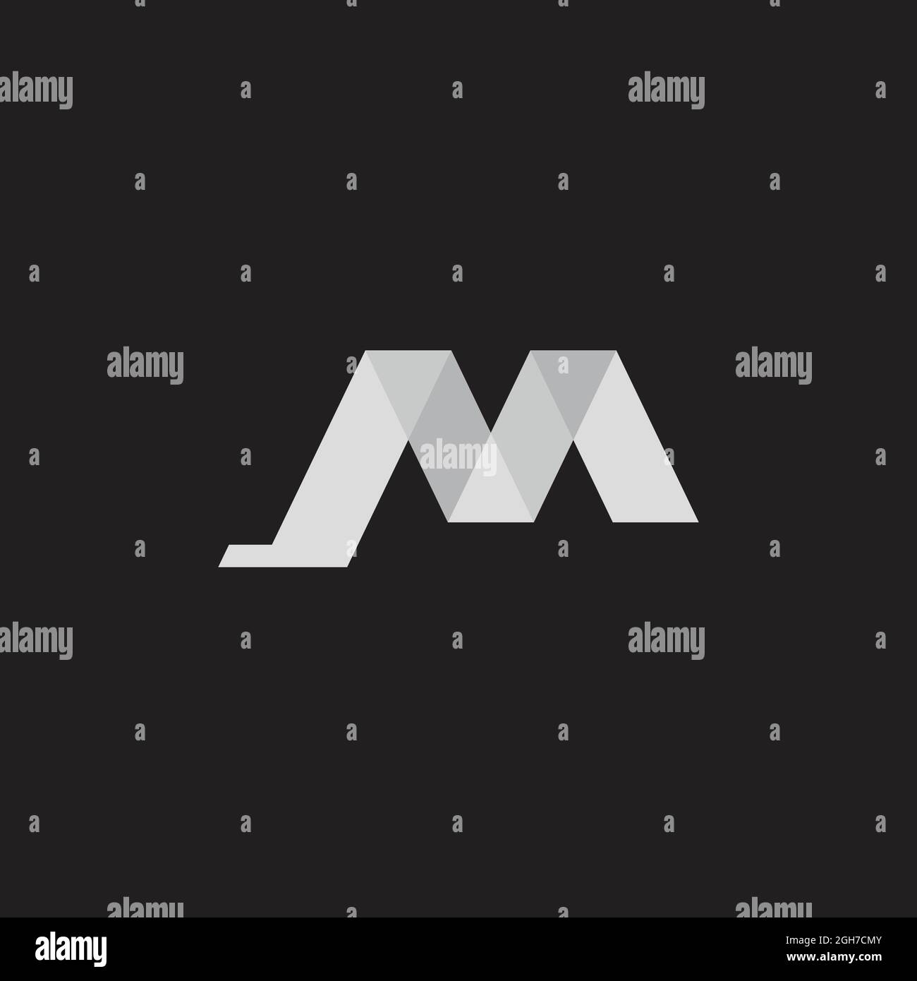 letter jm simple shadow 3d gradient ribbon logo vector Stock Vector