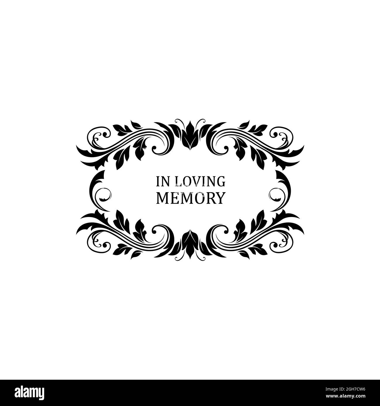 Funeral flowers wreath, condolence and death, vector floral frame ribbon. In loving memory, RIP funeral and obituary card or memorial mourning plaque Stock Vector