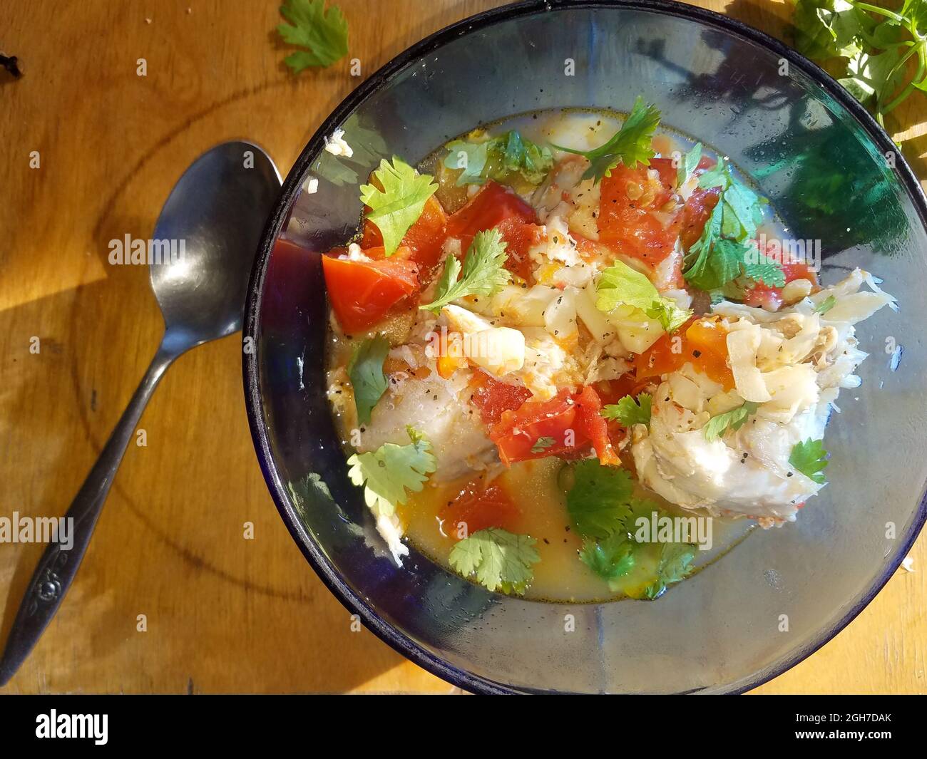 Mexican Lenguado Fish Stew Taco With Raw Salsa Verde Stock Photo Alamy